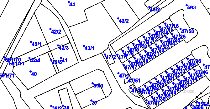 Parcela st. 47/2 v KÚ Tuhnice, Katastrální mapa