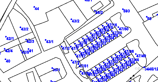 Parcela st. 47/9 v KÚ Tuhnice, Katastrální mapa