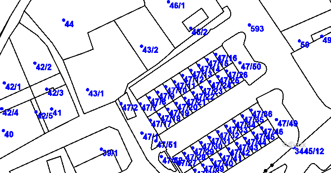 Parcela st. 47/10 v KÚ Tuhnice, Katastrální mapa