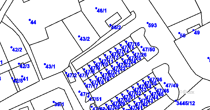 Parcela st. 47/12 v KÚ Tuhnice, Katastrální mapa
