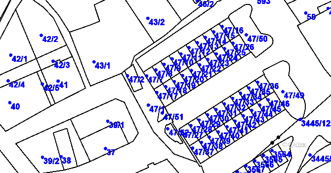 Parcela st. 47/18 v KÚ Tuhnice, Katastrální mapa