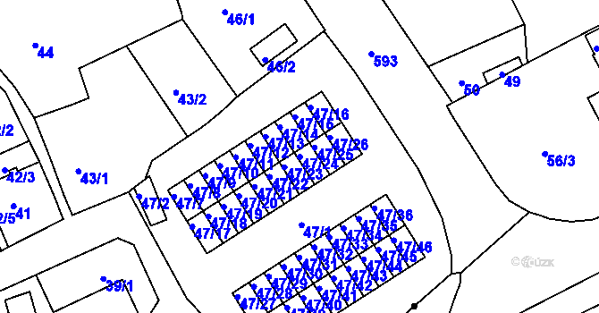 Parcela st. 47/24 v KÚ Tuhnice, Katastrální mapa