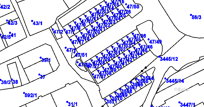 Parcela st. 47/30 v KÚ Tuhnice, Katastrální mapa