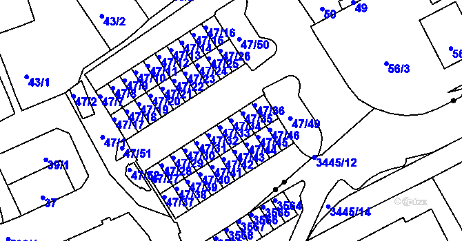 Parcela st. 47/34 v KÚ Tuhnice, Katastrální mapa