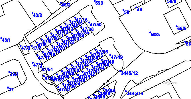 Parcela st. 47/36 v KÚ Tuhnice, Katastrální mapa
