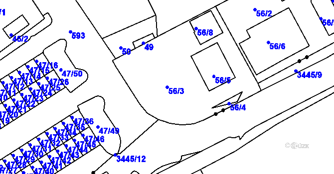 Parcela st. 56/3 v KÚ Tuhnice, Katastrální mapa