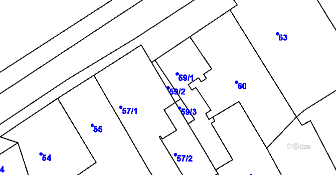 Parcela st. 59/2 v KÚ Tuhnice, Katastrální mapa