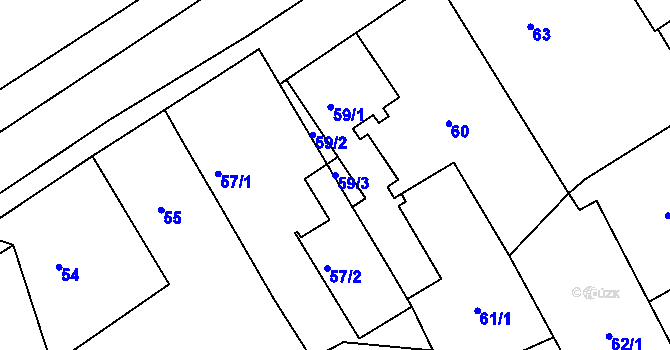 Parcela st. 59/3 v KÚ Tuhnice, Katastrální mapa