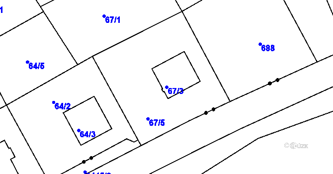 Parcela st. 67/3 v KÚ Tuhnice, Katastrální mapa