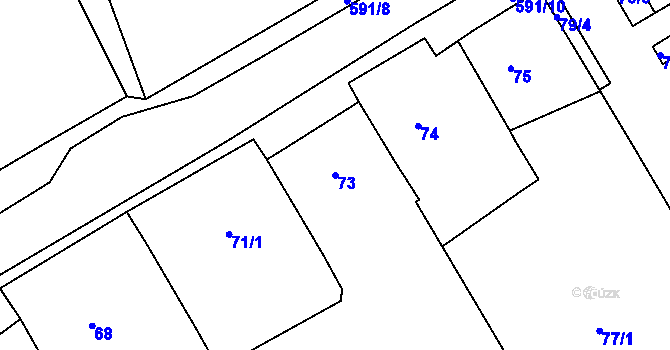Parcela st. 73 v KÚ Tuhnice, Katastrální mapa