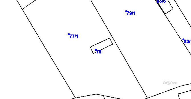 Parcela st. 76 v KÚ Tuhnice, Katastrální mapa