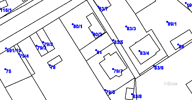 Parcela st. 81 v KÚ Tuhnice, Katastrální mapa