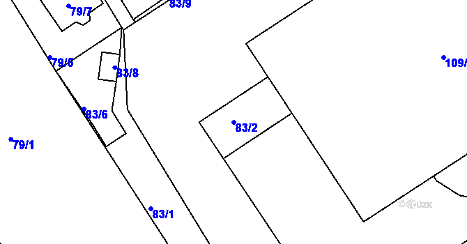 Parcela st. 83/2 v KÚ Tuhnice, Katastrální mapa