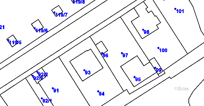 Parcela st. 96 v KÚ Tuhnice, Katastrální mapa