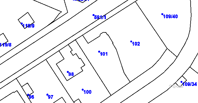 Parcela st. 101 v KÚ Tuhnice, Katastrální mapa