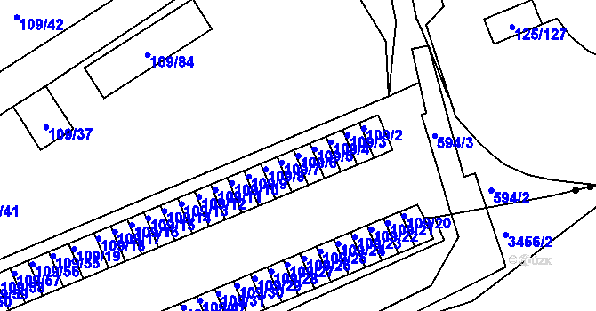 Parcela st. 109/6 v KÚ Tuhnice, Katastrální mapa