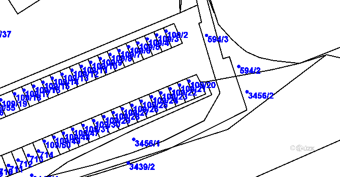 Parcela st. 109/22 v KÚ Tuhnice, Katastrální mapa
