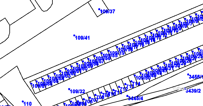Parcela st. 109/55 v KÚ Tuhnice, Katastrální mapa