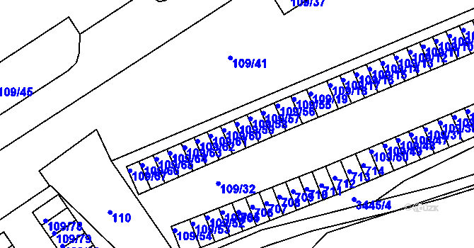 Parcela st. 109/59 v KÚ Tuhnice, Katastrální mapa