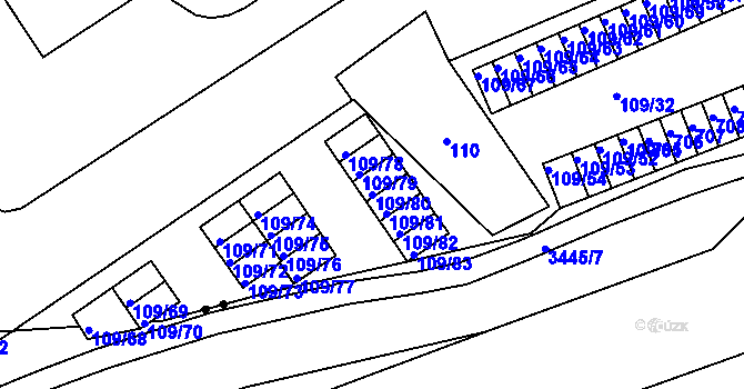 Parcela st. 109/80 v KÚ Tuhnice, Katastrální mapa