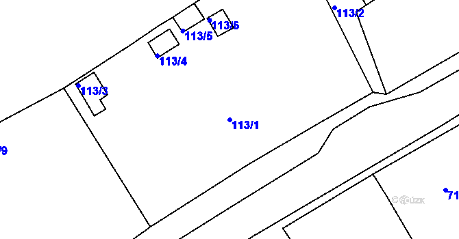 Parcela st. 113/1 v KÚ Tuhnice, Katastrální mapa