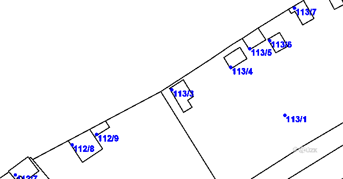 Parcela st. 113/3 v KÚ Tuhnice, Katastrální mapa