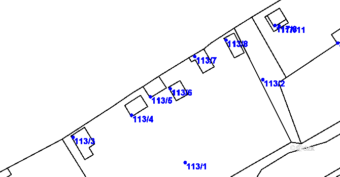 Parcela st. 113/6 v KÚ Tuhnice, Katastrální mapa