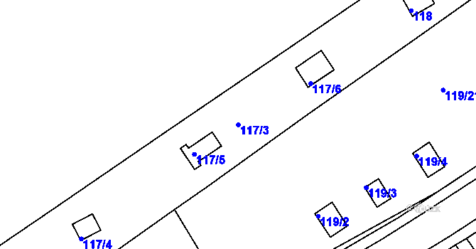 Parcela st. 117/3 v KÚ Tuhnice, Katastrální mapa