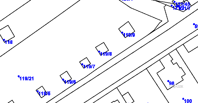 Parcela st. 119/8 v KÚ Tuhnice, Katastrální mapa