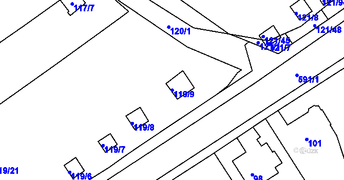 Parcela st. 119/9 v KÚ Tuhnice, Katastrální mapa