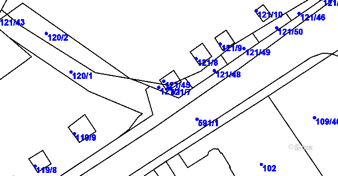 Parcela st. 121/7 v KÚ Tuhnice, Katastrální mapa