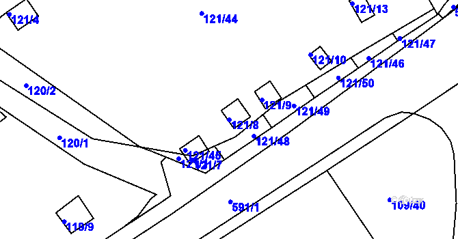 Parcela st. 121/8 v KÚ Tuhnice, Katastrální mapa