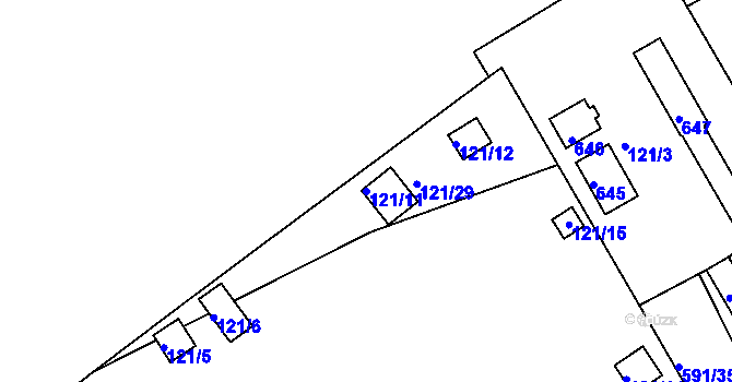 Parcela st. 121/11 v KÚ Tuhnice, Katastrální mapa