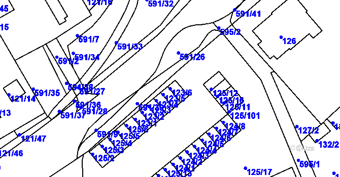 Parcela st. 123/6 v KÚ Tuhnice, Katastrální mapa