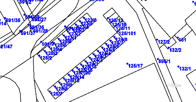 Parcela st. 124/4 v KÚ Tuhnice, Katastrální mapa