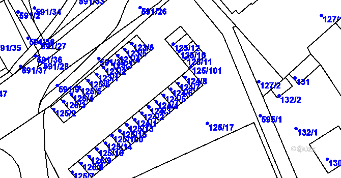 Parcela st. 124/6 v KÚ Tuhnice, Katastrální mapa