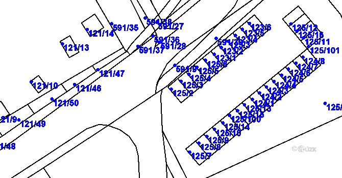 Parcela st. 125/2 v KÚ Tuhnice, Katastrální mapa
