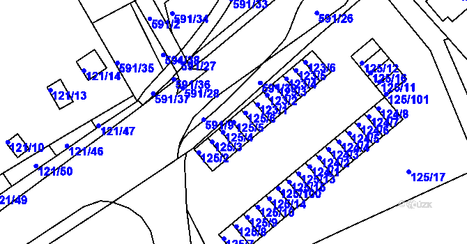 Parcela st. 125/5 v KÚ Tuhnice, Katastrální mapa