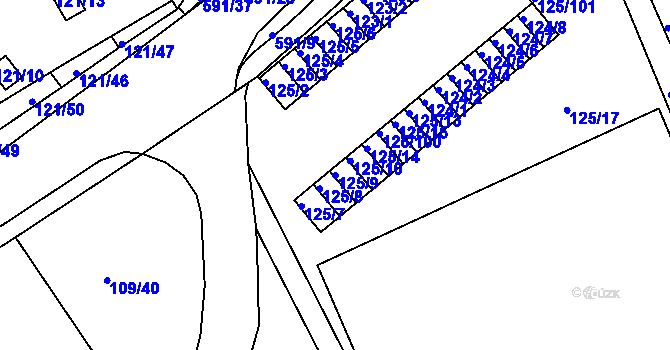 Parcela st. 125/9 v KÚ Tuhnice, Katastrální mapa