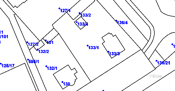Parcela st. 133/1 v KÚ Tuhnice, Katastrální mapa