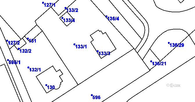 Parcela st. 133/3 v KÚ Tuhnice, Katastrální mapa