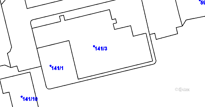 Parcela st. 141/3 v KÚ Tuhnice, Katastrální mapa