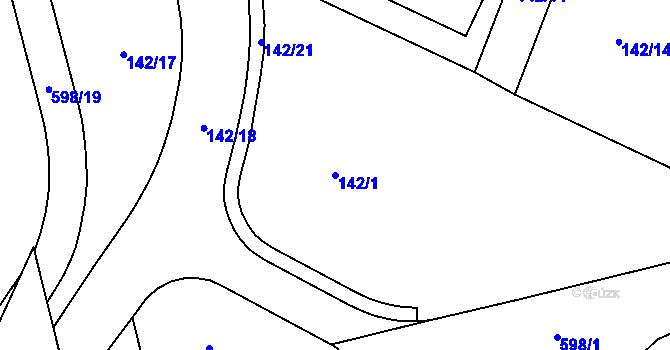 Parcela st. 142/1 v KÚ Tuhnice, Katastrální mapa