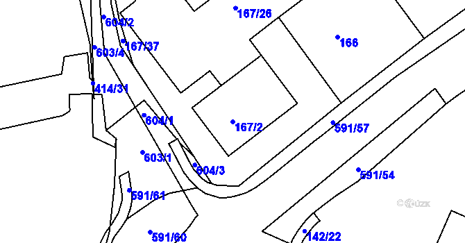 Parcela st. 167/2 v KÚ Tuhnice, Katastrální mapa