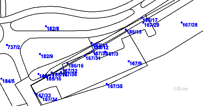 Parcela st. 167/4 v KÚ Tuhnice, Katastrální mapa