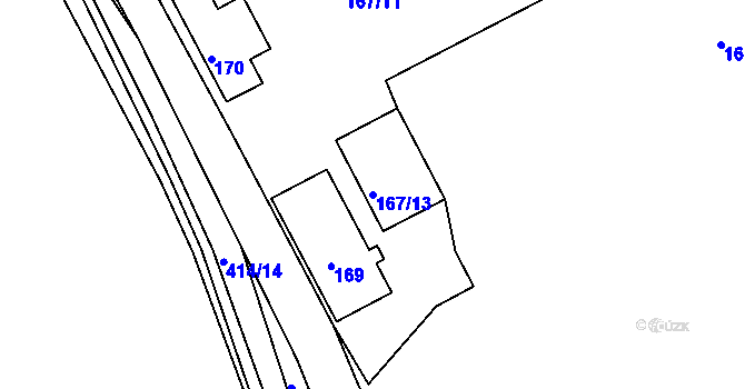 Parcela st. 167/13 v KÚ Tuhnice, Katastrální mapa
