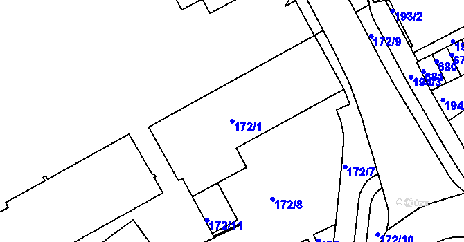 Parcela st. 172/1 v KÚ Tuhnice, Katastrální mapa