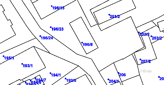 Parcela st. 196/8 v KÚ Tuhnice, Katastrální mapa
