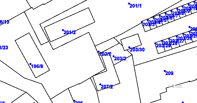 Parcela st. 202/2 v KÚ Tuhnice, Katastrální mapa