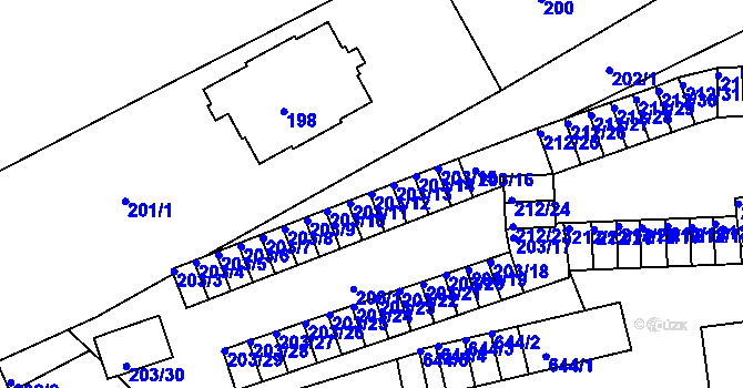 Parcela st. 203/12 v KÚ Tuhnice, Katastrální mapa